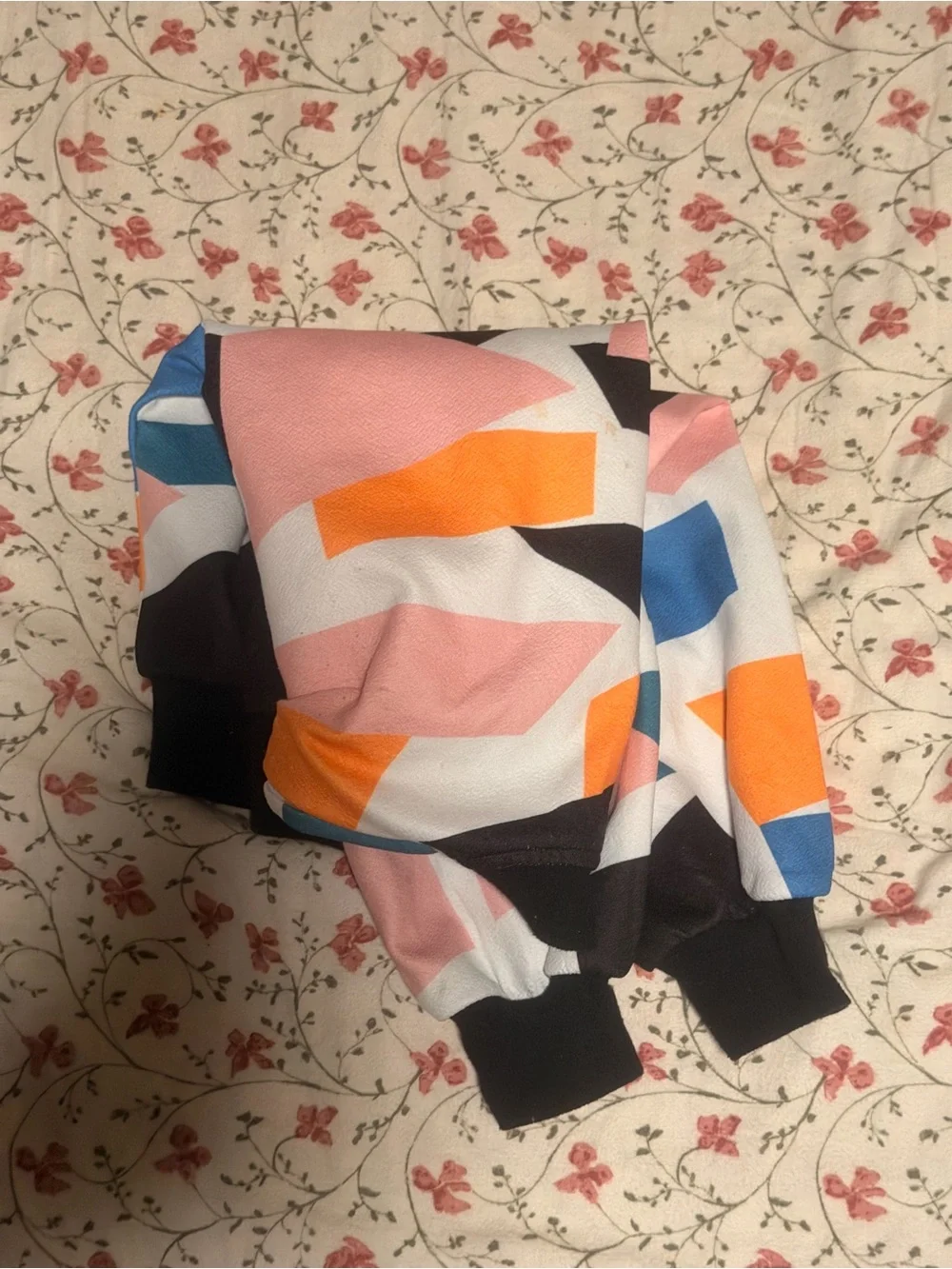 SHEIN Multicolor Geometric Colorblock Bomber Jacket